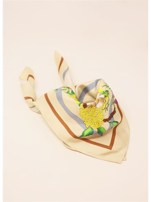 Vienna straw print scarf with multicolor stripes Laboratorio Capri | FOULARDVIENNA90X90MULTI